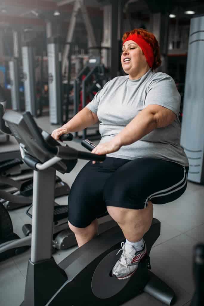 Übergewichtige auf Ergometer