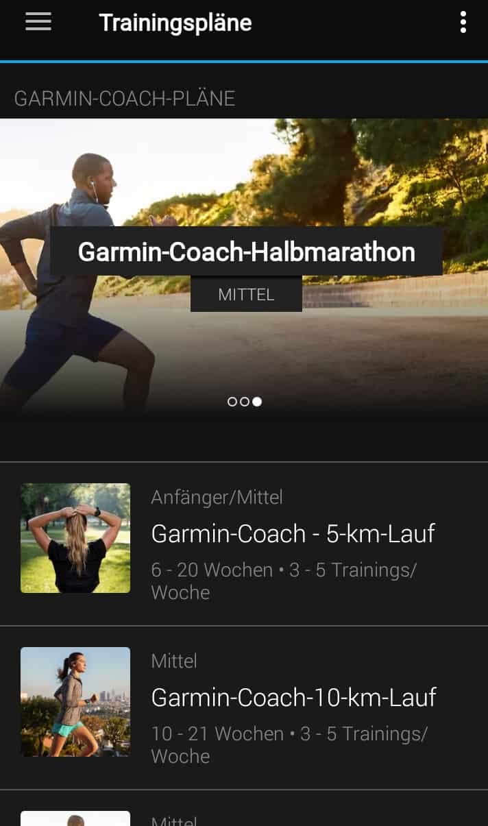 Garmin Connect Trainingspläne