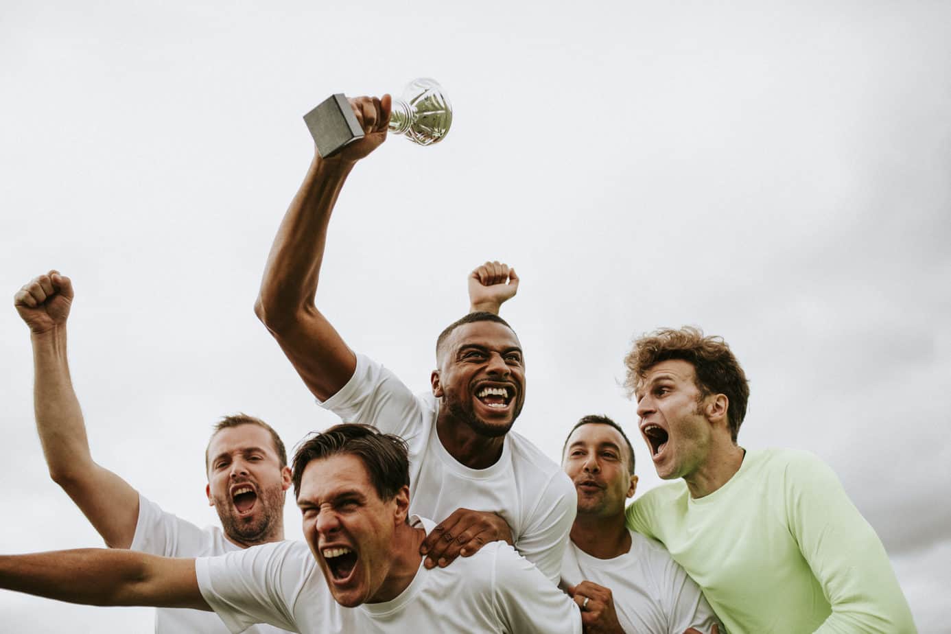 Fußball Team feiert Sieg