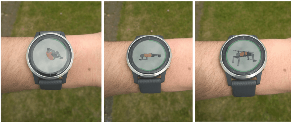 Animierte Fitnessübungen Garmin Vivoactive 4